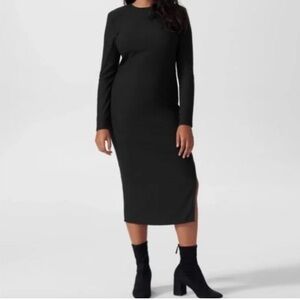UNIVERSAL STANDARD Lexi Long Sleeve Rib Midi Dress Black Size 6x 30/32 EUC